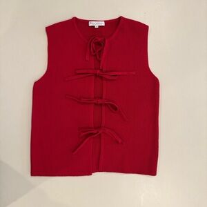NEVER WORN - JW Anderson Red Ribbed Knit Bow Vest sz L